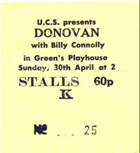 Benefit gig for striking Upper Clyde Shipbuilders - Donovan - Billy Connolly - Derroll Adams - Gallagher & Lyle - Greenmantle - JSD Band - 30/04/1972